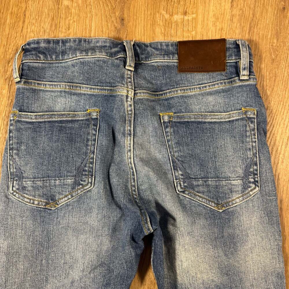 AllSaints Cigarette Skinny Jeans Blue Distressed Wash Mid Rise W28 Denim - Picture 9 of 9